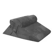 Bed Wedge Pillow Set Triangle Cushion Memory Foam Head and Back Support Adjustable Gray