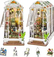 Garden House DIY Book Nook Kit – Miniature Greenhouse Book Nook Bookshelf Insert with LED Lights | 3D Wooden Craft Kit for Adults, Ideal for Book Lovers & Garden Enthusiasts
