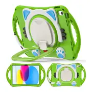 Nevenka Cat Tablet Case For iPad 10th Kids Friendly with Handle Stand-Green