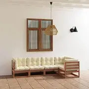 Generic 5 Piece Garden Lounge Set with Cushions Solid Pinewood,3076607