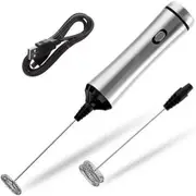 Milk Frother 2-Speed 13000 /15000 RPM Handheld USB Rechargeable Foam Maker Electric Frother with 2 Stainless Whisks Adjustable Durable Blender