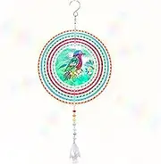 3D Diamond Painting Wind Chime Suncatcher Kits, Double Sided Crystal Hanging Ornaments for Home, Wall, Garden Decor (Kingfisher)