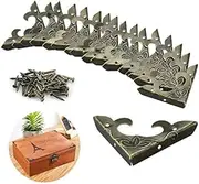 KBNIAN 20 Pcs Vintage Box Corner Protectors,Bronze Tone Metal Antique Style Corner Protectors Brass Edge Corner with Screws Table Corner Protector for Desk Cabinet Suitcase Jewelry Box