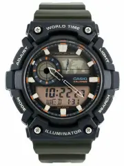 Casio AEQ-200W-3AV Mens Black 100M World Time Digital/ Analog Sports Watch New