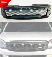 FOR ISUZU D-MAX DMAX 2012 13 14 FRONT GRILLE GRILL CHROME LOGO FONT WHITE 4 LED