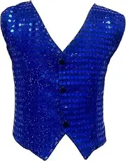 [KKmeter] Kids Boys Girls Sequined Dance Hip Hop Performance Party Costume Vests Jacket Waistcoat