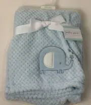HTF NWT BabyGear Baby Gear Light Blue Elephant Stars Textured Plush Blanket