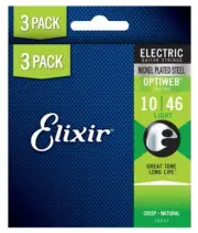 Elixir 3 Pack 16552 Optiweb Nickel-Plated Steel Electric Guitar Strings 10-46