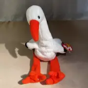 Ty Beanie Baby Stilts the Stork, 1998 with error on under-tag (1999) NEW w/ Tag