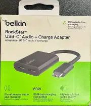 Belkin RockStar USB-C Audio + Charge Adaptor F7U081BTBLK (OPEN BOX)