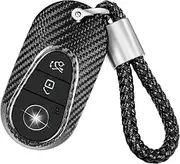 T-carbon Key Fob Cover Compatible with Mercedes Benz,Real Glass Fiber Key Fob Protector fits for Benz S Class G Class C Class Key Fob Case Shell 2020-2023 2024,Silver Black