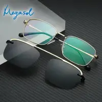 在飛比找ETMall東森購物網優惠-MEGASOL UV400防眩偏光太陽眼鏡中性磁吸外掛墨鏡+