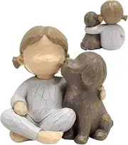 Angel Dog Sculpture - Love My Dog, Girl and Dog Lost Figures | Hand Painted Memorial Statue Special Keepsake for Loss of a Dog, Tribute To The Beloved Pet