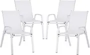 Gardeon 4PC Outdoor Dining Chairs, Stackable Outdoor Chairs, Deck Chair, Patio Furniture for Garden, Porch, Backyard, Lawn White