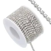 11 Yard Crystal Rhinestone Close Chain Trim, Silver Rhinestone with Silver Base