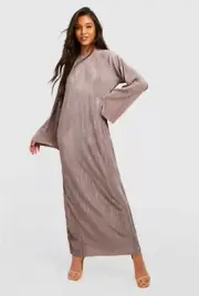 BOOHOO PLISSE FLARE SLEEVE MAXI DRESS