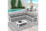 DREAMO 6 Seater Aluminum Outdoor Lounge Set White
