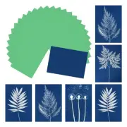 Cyanotype Paper, 12 Sheet Sun Print Paper Kit Green Crafts Paper 8.3x5.8"