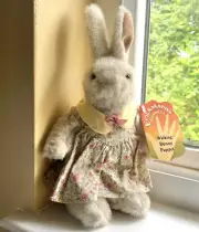 FOLKMANIS Beige Rabbit Bunny Walking Finger Puppet in Floral Dress 10" New w/Tag