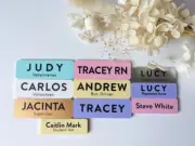 Custom Pastel Colour White Metallic Name Badge Tag Pin Fastener Magnet Staff ID
