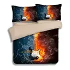 Quilt/Duvet/Doona Cover Set Single/Double/Queen/King Linen Guitar Fire And Ice