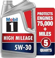 Mobil 1 High Mileage Full Synthetic Motor Oil 5W-30, 5 Quart
