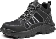 [BIAJIAZHUA] Steel Toe Sneakers for Women Keep Warm, Steel Toe Shoes Comfortable Breathable, Steel Toe Boots Anti-Puncture Anti-Smash Insulation, Safety Shoes for Men(Black,6)