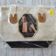 NEW Dog Tote Bag Zip Canvas Leather Toppers Harbor Lights 10x13 Airedale Terrier