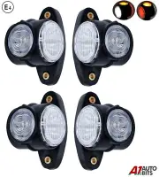 Two Sets 12/24 Volt Outline Side Marker Led Lights E4* rubber Truck lorry H65 mm