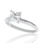3/4 CT G/SI1 Lab Created Diamond Engagement Ring Princess Cut 14K White Gold