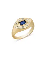 Bloomingdale's Fine Collection Men's Blue Sapphire & Diamond Pinky Ring in 14K Yellow Gold