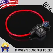 50 Pack 14 Gauge APM / ATM MINI Blade Inline Fuse Holder 100% OFC Copper Wire US