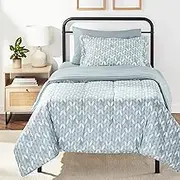 Amazon Basics 5-Piece Lightweight Microfiber Bed-In-A-Bag Comforter Bedding Set - Twin/Twin XL, Gray Leaf