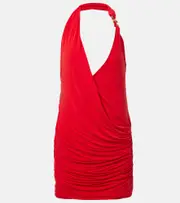 [Balmain] Balmain Draped halterneck jersey minidress UK 14 red