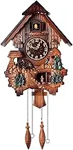 Solid Wood Cuckoo Clock with Pendulum, Vintage Handcrafted Chalet House Coo Coo Clock for Home Decor Christmas Housewarming Wedding Gifts