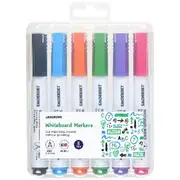 J.Burrows Whiteboard Markers Bullet Assorted 6 Pack