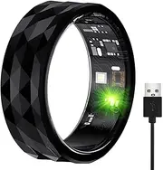 Smart Ring, Activity & Fitness Tracker Ring for Women/Men, No APP Subscription, Fitness Tracking Smart Ring with Calories/Heart Rate/Blood Oxygen/Sleep Monitoring, IP68 Waterproof (Black, 9#)