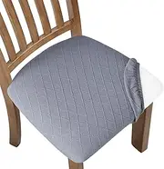 Seat Covers for Dining Room Chairs, Grey Set of 6, Kitchen Chair Covers, Stretch Rhombus Geometric Dining Chair Cover, Removable Washable Anti-Dust Slipcovers for Banquet, Kitchen, Party, Hotel