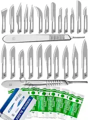 100 Sterile Surgical Blades with FREE Scalpel Knife Handle Medical Dental Tools