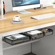 3 Pack Under Desk or Cabinet Drawer Organizer Slide Out - Come with Adhesive – Create Extra Storage Space for Your Home/Office/Kitchen/School Supplies