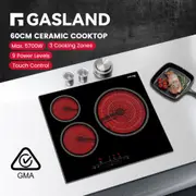 GASLAND chef 3 Burners Electric Ceramic Cooktop, 60cm Electric Cooker with Triple Ring Element, Smart Slide Touch Control Kitchen Stove, Keylock Timer Safety Function, Fashion Design and Easy to Clean