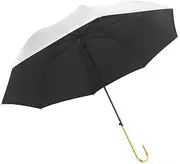 Portable Windproof Golf Umbrella Stylish Simplicity Silver Coated Stick Umbrella Automatic Open Hook Handle J Cane Umbrella for Men Women Business