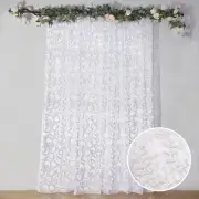 8ft x 8ft SILVER Tulle Backdrop CURTAIN Drape Panel Embroidered Sequins Event