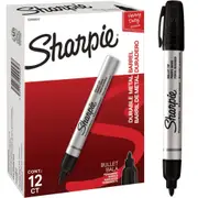Sharpie Permanent Marker Metal Barrel Bullet 1.5mm Durable Heavy Duty Black Box 12