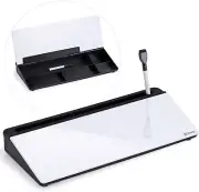 Glass Desk Whiteboard with Storage, Desktop Dry Erase White Board To-Do List Mem