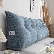 Headboard Pillow, Large Bolster Triangular Headboard Wedge Backrest Positioning Support Bed Rest Reading Pillows for Day Bed, with Removable Cover (3 120cm)