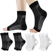 Darryy Compression Socks, 4 Pairs, Compression Socks, for Men and Women Socks (Black 2 Pairs, White 2 Pairs, L/XL), Black and White, 40-46