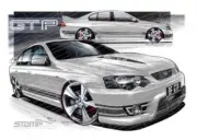 FPV BF GT BF GT-P LIGHTNING STRIKE BLACK STRIPES A2 FRAMED PRINT (FV031E)
