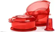 Tupperware Tupperwave Stack Cooker Microwave All In One Set Red New