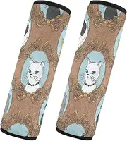 Car Seat Belt Pads Covers Set of 2 Soft Car Safety Seat Belt Strap Shoulder Pad Camera Bag Strap Cover Car Accessories for Women Men Kids S Cute Cat Cartoon